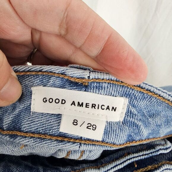 Good American Bombshell Shorts Indigo430 Size 8/29  3.5" Insm Exposed Button Fly - Picture 9 of 9